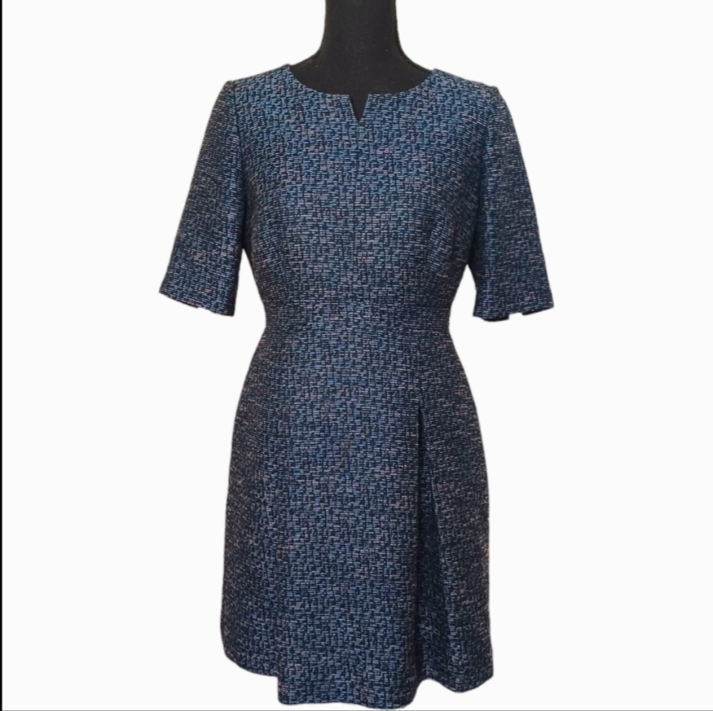 Boden Tweed Fit & Flare Mini Dress Women's Sz 6 Petite Blue